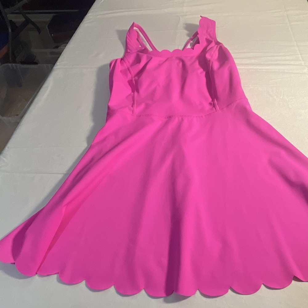 Attarco Women's Pink Tennis Dress S Polyester Spandex Scallop Hem Activewear
